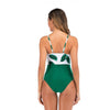Maillot de bain une pièce rétro bicolore vert et blanc