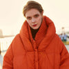 Doudoune orange longue capuche femme grandes tailles