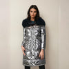 Doudoune brillante grise et mi-longue pour femme