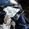 Parure de lit bleu roi avec broderie en coton égyptien