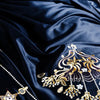 Parure de lit bleu roi avec broderie en coton égyptien