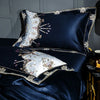 Parure de lit bleu roi avec broderie en coton égyptien