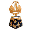 Maillots de Bain Vintage à pois citron taille haute