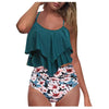 Maillots de bain vintage à volants vert tropical