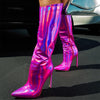 Botte vintage mi mollet flashy à talons aiguilles