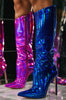 Botte vintage mi mollet flashy à talons aiguilles