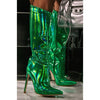 Botte vintage mi mollet flashy à talons aiguilles
