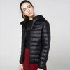 Doudoune fine courte noire avec col haut pour femme
