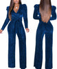 Combinaison bleu marine à paillettes élégante pour soirée chic, disponible chez Glamour Fashion.