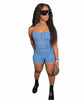 Combinaison short en jean pour femme
