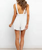 Combinaison shorty blanche ample en coton avec bretelles