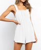 Combinaison shorty blanche ample en coton avec bretelles