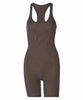 Combinaison shorty marron moulante pour femme
