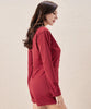 Combinaison shorty rouge décolleté à manches longues