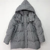 Doudoune à capuche pour femme à carreaux noirs et blancs
