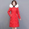 Doudoune rouge longue et matelassée pour femme