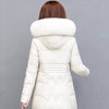 Doudoune blanche longue et matelassée pour femme