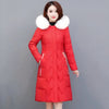 Doudoune rouge longue et matelassée pour femme