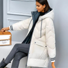 Doudoune blanche mi-longue à capuche pour femme