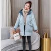 Doudoune bleue mi-longue et chaude pour femme