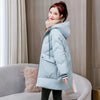 Doudoune bleue mi-longue et chaude pour femme