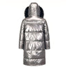 Doudoune brillante grise et mi-longue pour femme