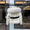 Doudoune courte blanche à capuche pour femmes