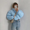Doudoune courte bleue pour femmes