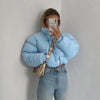 Doudoune courte bleue pour femmes