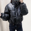 Doudoune courte cuir synthétique femme