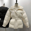 Doudoune en coton rembourré avec ceinture pour femme