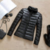 Doudoune fine courte noire avec col haut pour femme