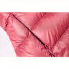 Doudoune fine longue rose avec capuche amovible pour femme