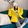 Doudoune jaune fluo pour femme à capuche