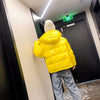 Doudoune jaune fluo pour femme à capuche