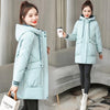 Doudoune bleue mi-longue et chaude pour femme