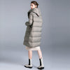 Doudoune longue et ample gris clair en duvet