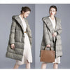 Doudoune longue et ample gris clair en duvet