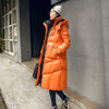 Doudoune longue orange à capuche