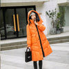 Doudoune longue orange à capuche