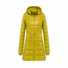 Doudoune mi-longue jaune à capuche pour femme