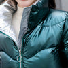 Doudoune mi-longue vert pétrole pour femme