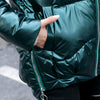 Doudoune mi-longue vert pétrole pour femme
