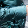 Doudoune mi-longue vert pétrole pour femme
