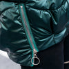 Doudoune mi-longue vert pétrole pour femme
