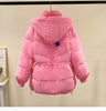 Doudoune rose à poches et à capuche pour femme