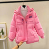 Doudoune rose à poches et à capuche pour femme