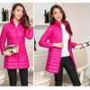 Doudoune rose mi-longue et cintrée pour femme