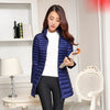 Doudoune bleu foncé mi-longue et cintrée pour femme