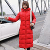 Doudoune rouge matelassée et longue